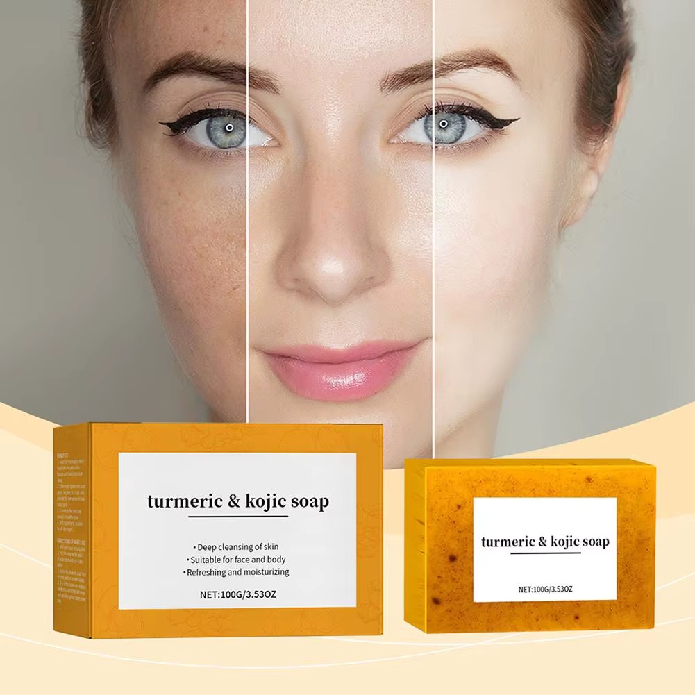 1 Pcs Turmeric Kojic Acid Glow Soap Dark Spot Acne Removal Even Skin Tone Smooth Skin Deep Cleansing Oil Control Face Skin Care