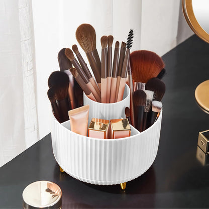 Diesisa Makeup Brush Holder Organizer,360° Rotating Makeup Brush Organizer,5 Slot Make up Brushes Cup for Cosmetics, Nail Polish, Art Supply, Bathroom