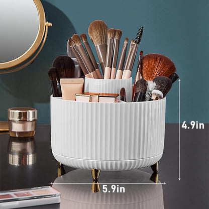 Diesisa Makeup Brush Holder Organizer,360° Rotating Makeup Brush Organizer,5 Slot Make up Brushes Cup for Cosmetics, Nail Polish, Art Supply, Bathroom
