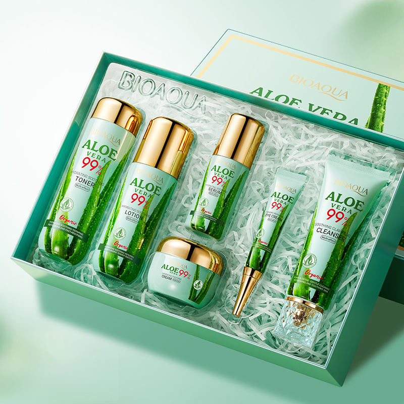 Organic Aloe Vera Face Care Set – Soothing, Moisturising & Repairing Skincare Kit (6 Piece)