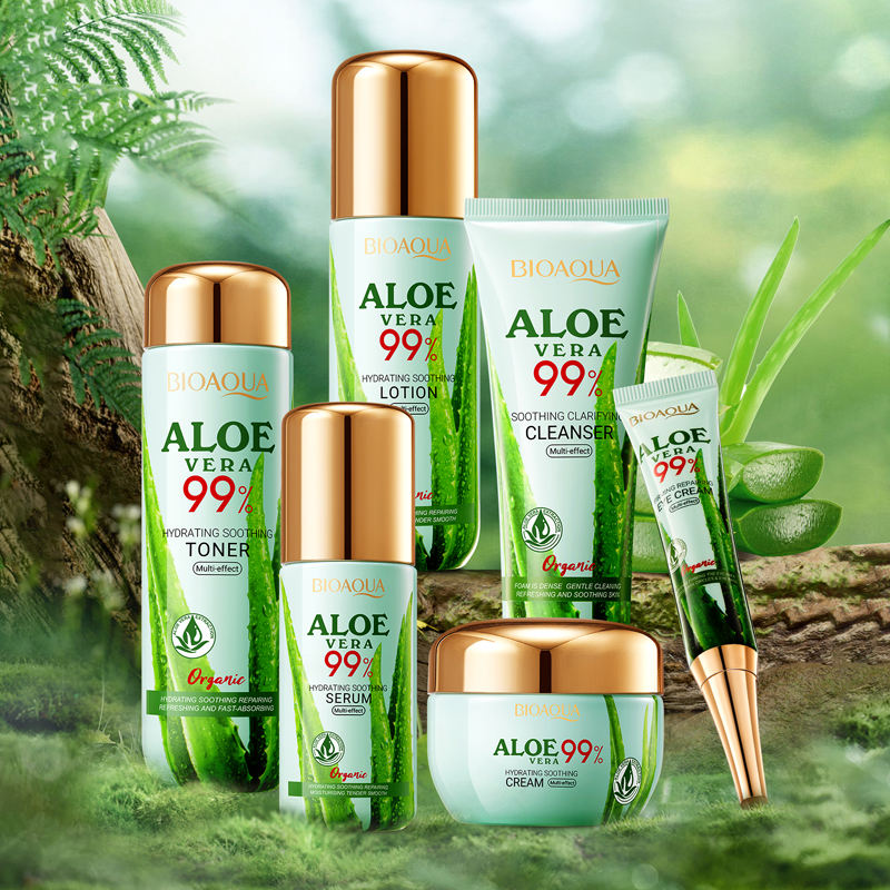 Organic Aloe Vera Face Care Set – Soothing, Moisturising & Repairing Skincare Kit (6 Piece)