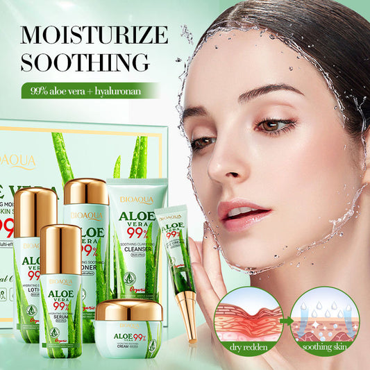 Organic Aloe Vera Face Care Set – Soothing, Moisturising & Repairing Skincare Kit (6 Piece)