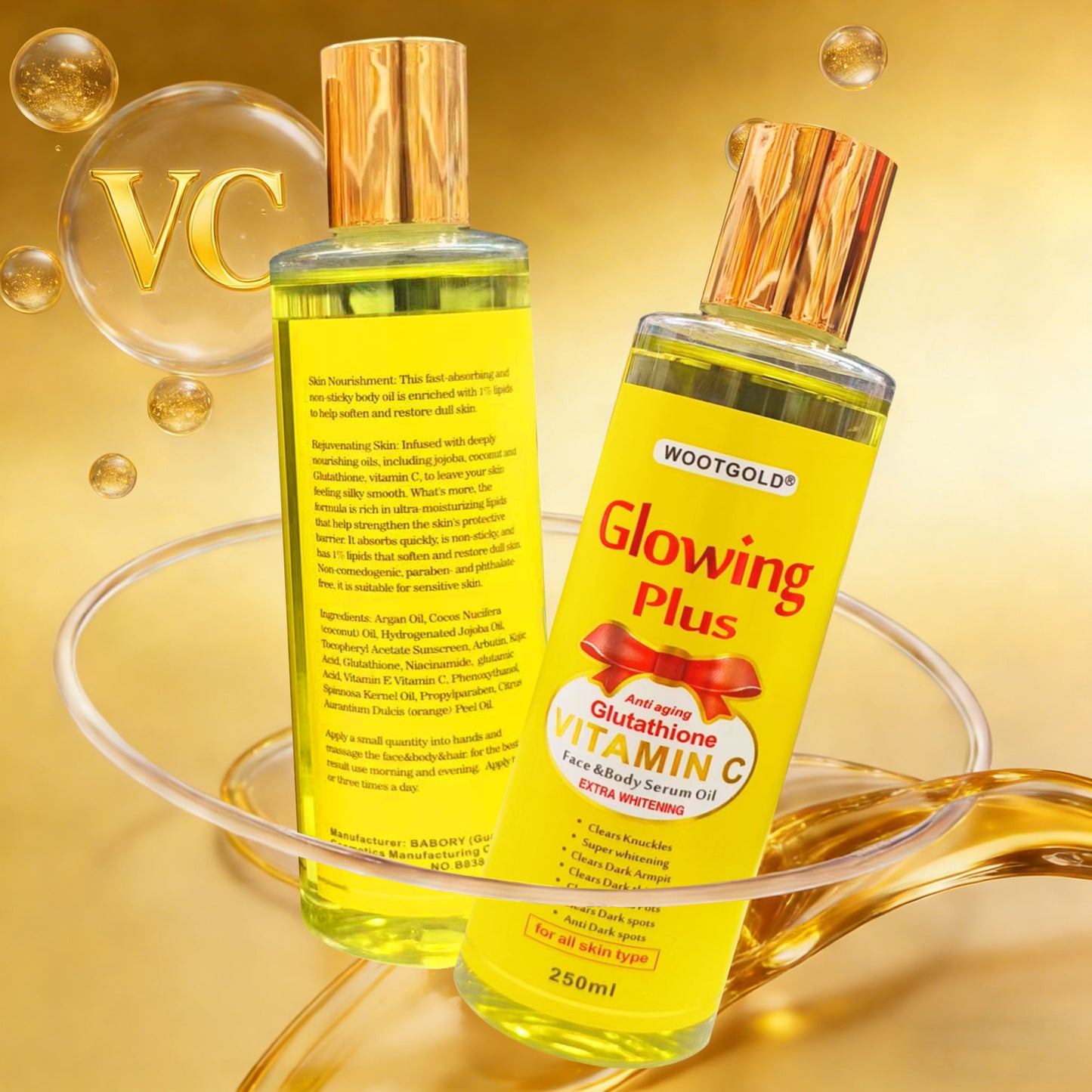Vitamin C & Glutathione Brightening Face & Body Oil – Dark Spot & Glow Serum Oil