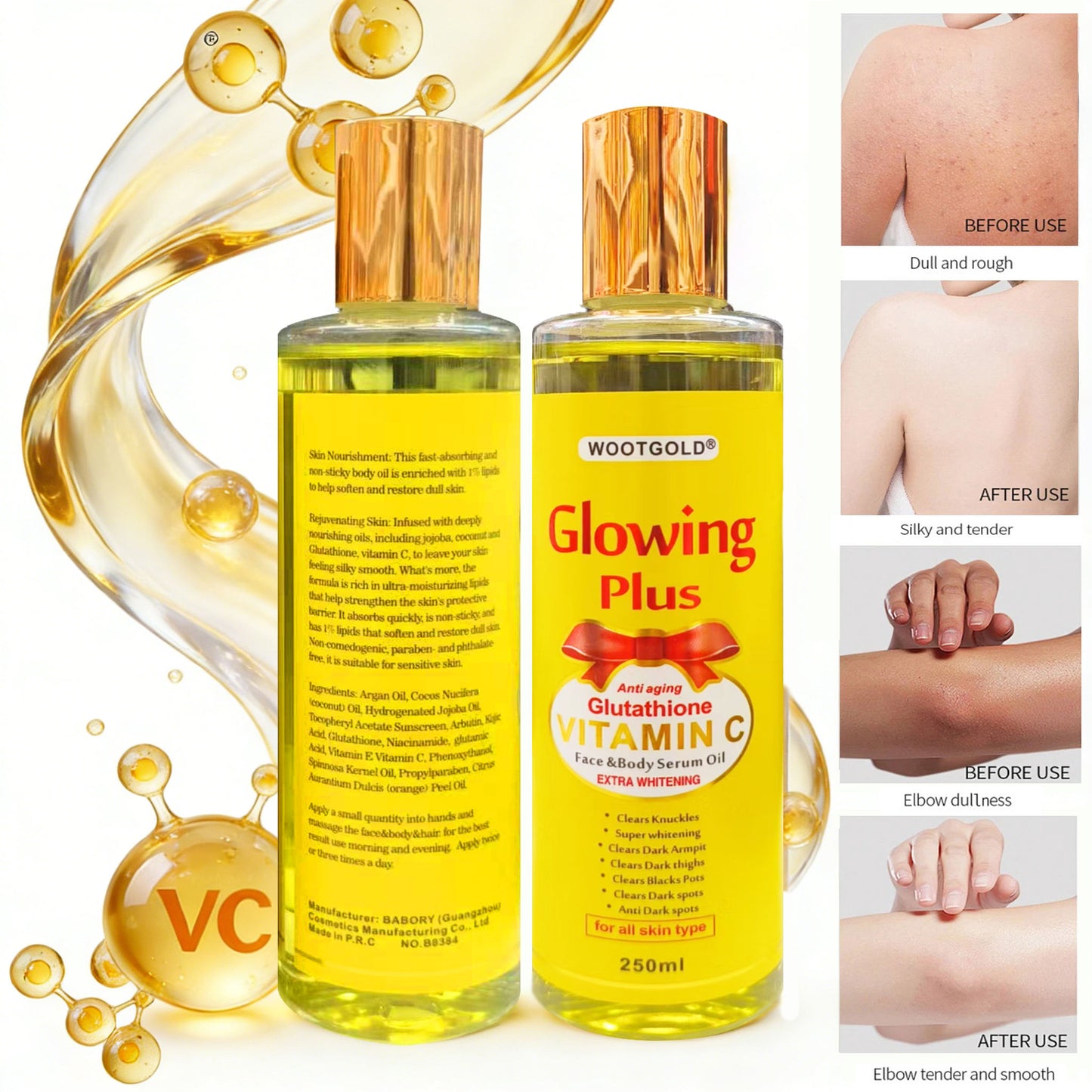 Vitamin C & Glutathione Brightening Face & Body Oil – Dark Spot & Glow Serum Oil