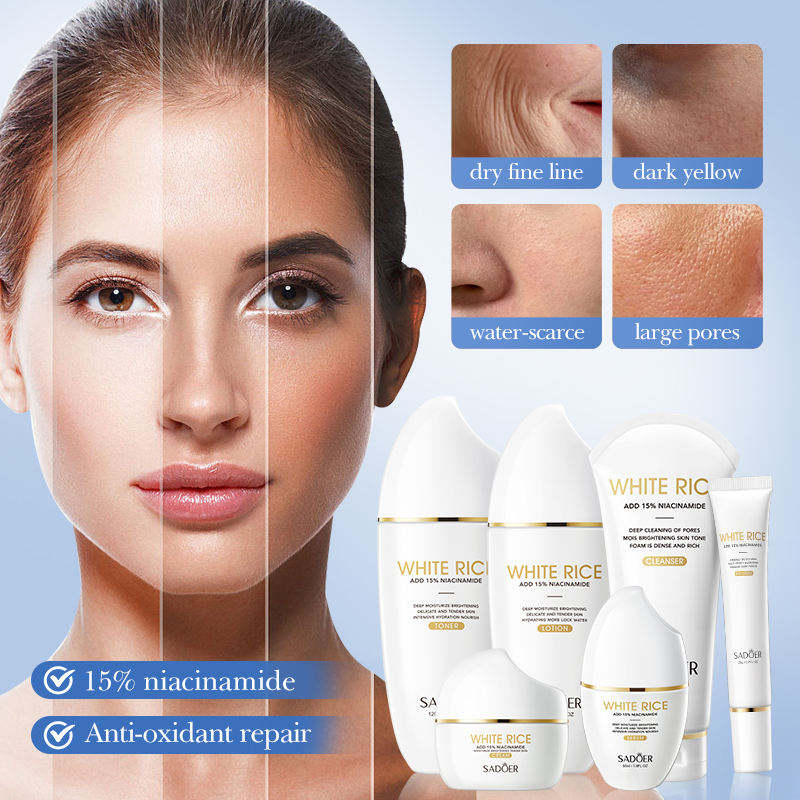 SADOER Korean Skincare Set – Centella & Niacinamide 6-Piece Brightening Kit for All Skin Types