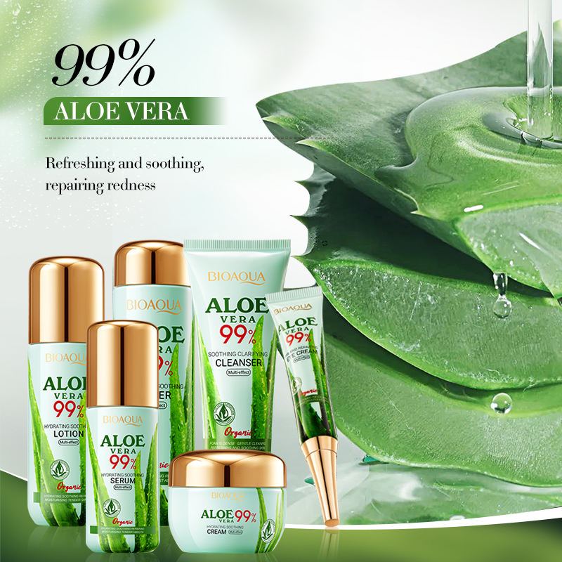 Organic Aloe Vera Face Care Set – Soothing, Moisturising & Repairing Skincare Kit (6 Piece)