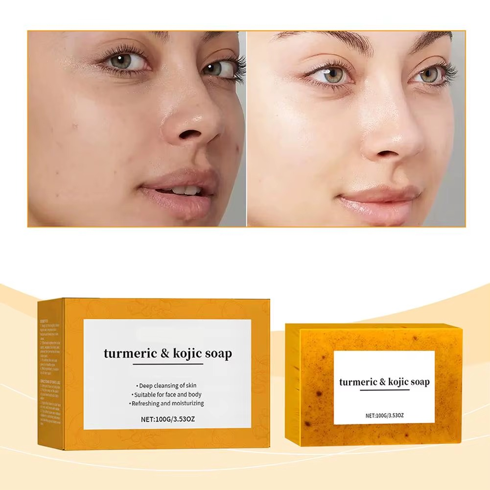 1 Pcs Turmeric Kojic Acid Glow Soap Dark Spot Acne Removal Even Skin Tone Smooth Skin Deep Cleansing Oil Control Face Skin Care