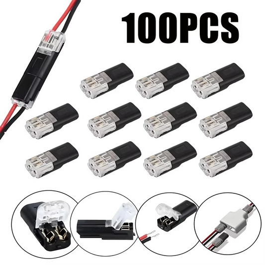 100 Pcs Waterproof Dual-Wire LED Connectors Locking Plug-in Cable Connectors Low Voltage LED Strip Lights Secure Electrical Connections