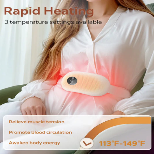 Portable Electric Heating Pad - Cordless Menstrual Relief Belt with 3 Heat Settings